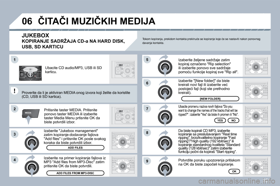 Peugeot 308 SW BL 2009.5  Упутство за употребу (in Serbian) �2�5�1
2
ABC 3
DEF
5
JKL
4
GHI 6
MNO
8
TUV
7
PQRS 9
WXYZ
0
* #
1
RADIO MEDIA
NAV ESC TRAFFIC
SETUP
ADDRBOOK
�1
�2
�3
�4
�5
�6
�7
�8
�9
MEDIA
�0�6
� � �I�z�a�b�e�r�i�t�e� �"�J�u�k�e�b�o�x� �m�a�n�a�g�e