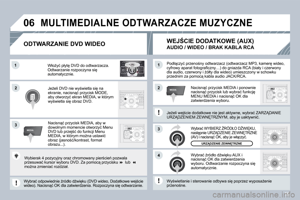 Peugeot 308 SW BL 2008.5  Instrukcja Obsługi (in Polish) 19
2
ABC 3
DEF
5
JKL
4
GHI 6
MNO
8
TUV
7
PQRS 9
WXYZ
0
* #
1
RADIO MEDIA
NAV ESC TRAFFIC
SETUPADDR BOOK1
3
4
06
22
3
MEDIA
1
MEDIA
� � �P�o�d�ł"�c�z�y�ć� �p�r�z�e�n�o;�n�y� �o�d�t�w�a�r�z�a�c�z� �