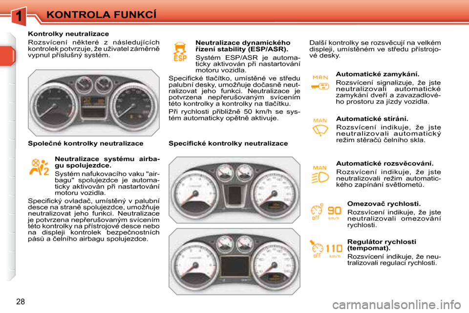 Peugeot 308 SW BL 2008.5  Návod k obsluze (in Czech) 28
KONTROLA FUNKCÍ
� � � �K�o�n�t�r�o�l�k�y� �n�e�u�t�r�a�l�i�z�a�c�e� 
� �R�o�z�s�v�í�c�e�n�í�  �n)�k�t�e�r�é�  �z�  �n�á�s�l�e�d�u�j�í�c�í�c�h� �k�o�n�t�r�o�l�e�k� �p�o�t�v�r�z�u�j�e�,� �ž�