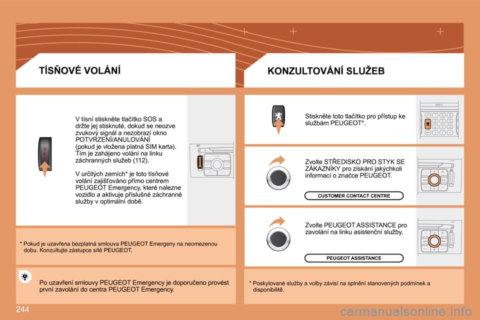 Peugeot 308 SW BL 2008.5  Návod k obsluze (in Czech) 244
S
O
S
S
O SSOU R CE
MODE B AND TP T
A Y
DARK
ESC
MENU LIST
ESC
MENU LIST
� � �T�Í�S2�O�V�É� �V�O�L�Á�N�Í� 
� � �*� � � �P�o�k�u�d� �j�e� �u�z�a�v9�e�n�a� �b�e�z�p�l�a�t�n�á� �s�m�l�o�u�v�a�