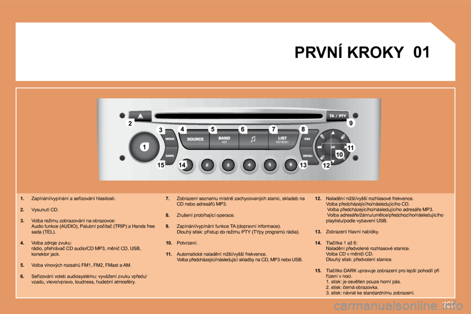 Peugeot 308 SW BL 2008.5  Návod k obsluze (in Czech) �2�5�3
�1�1
�2�2
�1�0�1�0�1�1�1�1
�1�3�1�3�1�4�1�4�1�5�1�5
�3�3�4�4�5�5�6�6�7�7�8�8�9�9
�1�2�1�2
�0�1� �P�R�V�N�Í� �K�R�O�K�Y� 
�1�.� �  �Z�a�p�í�n�á�n�í�/�v�y�p�í�n�á�n�í� �a� �s�e9�i�z�o�v�