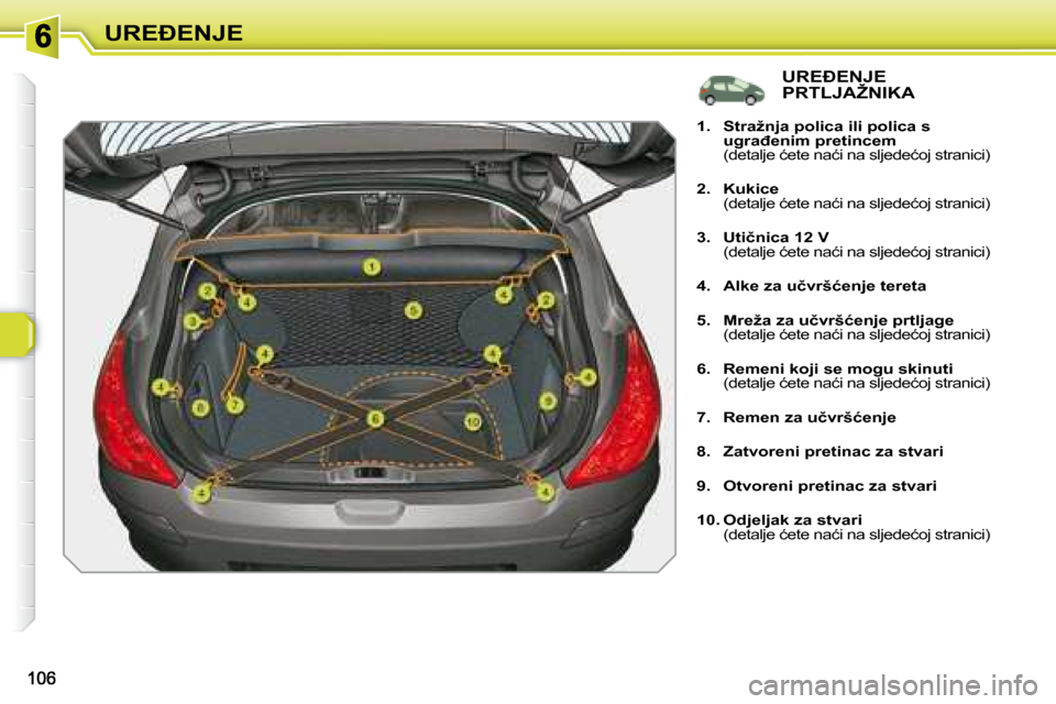 Peugeot 308 SW BL 2008  Vodič za korisnike (in Croatian) �U�R�E�E�N�J�E� � �U�R�E�E�N�J�E�  
�P�R�T�L�J�A�Ž�N�I�K�A� 
   
1.     �S�t�r�a�ž�n�j�a� �p�o�l�i�c�a� �i�l�i� �p�o�l�i�c�a� �s�  
�u�g�r�a�đ�e�n�i�m� �p�r�e�t�i�n�c�e�m    
�  �(�d�e�t�a�l�j�