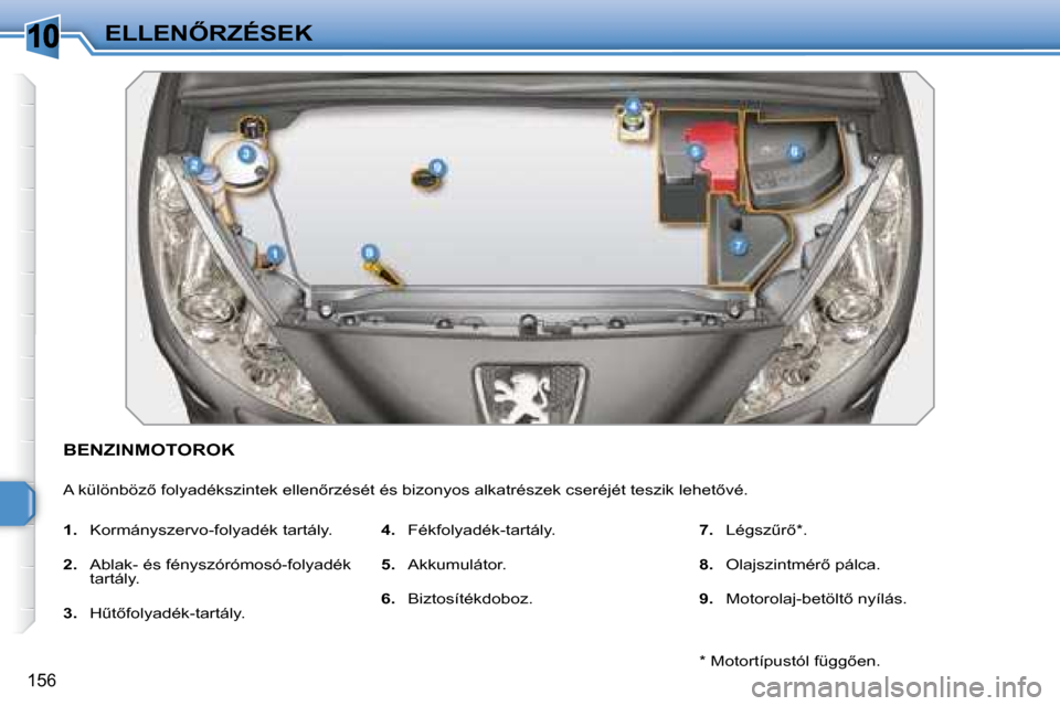 Peugeot 308 SW BL 2008  Kezelési útmutató (in Hungarian) 10
156
�E�L�L�E�N4�R�Z�É�S�E�K
� � � � � � � � � � � �B�E�N�Z�I�N�M�O�T�O�R�O�K� 
� �A� �k�ü�l�ö�n�b�ö�z5� �f�o�l�y�a�d�é�k�s�z�i�n�t�e�k� �e�l�l�e�n5�r�z�é�s�é�t� �é�s� �b�i�z�o�n�y�o�s� �