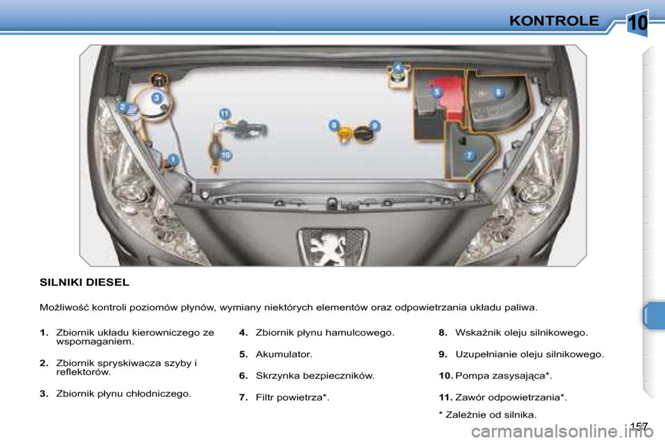Peugeot 308 SW BL 2008  Instrukcja Obsługi (in Polish) 10
157
KONTROLE
� � � � � � � � � � � �S�I�L�N�I�K�I� �D�I�E�S�E�L� 
� �M�oG�l�i�w�o;�ć� �k�o�n�t�r�o�l�i� �p�o�z�i�o�m�ó�w� �p�ł�y�n�ó�w�,� �w�y�m�i�a�n�y� �n�i�e�k�t�ó�r�y�c�h� �e�l�e�m�e�n�t