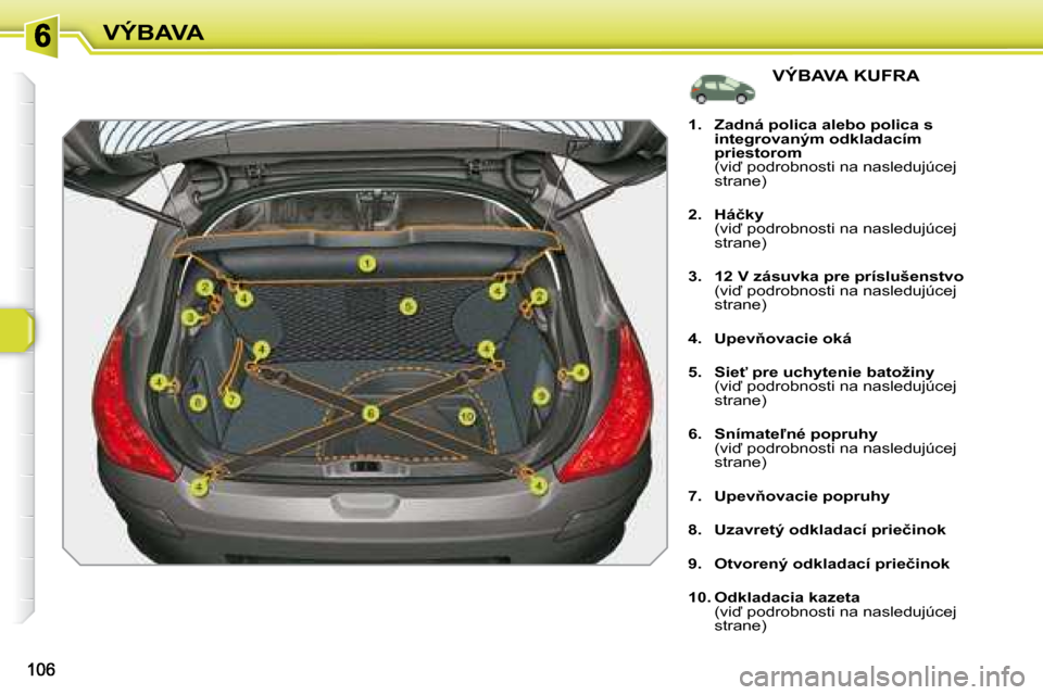 Peugeot 308 SW BL 2008  Užívateľská príručka (in Slovak) VÝBAVA  VÝBAVA KUFRA 
   
1.     �Z�a�d�n�á� �p�o�l�i�c�a� �a�l�e�b�o� �p�o�l�i�c�a� �s�  
�i�n�t�e�g�r�o�v�a�n�ý�m� �o�d�k�l�a�d�a�c�í�m� 
�p�r�i�e�s�t�o�r�o�m�      
�  �(�v�i� �p�o�d�r�o�b�n