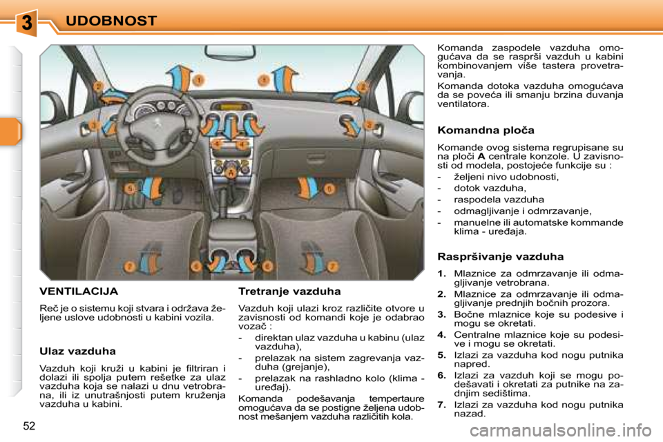 Peugeot 308 SW BL 2008  Упутство за употребу (in Serbian) 52
UDOBNOST
� � � � � � � �V�E�N�T�I�L�A�C�I�J�A� 
� �R�e�č� �j�e� �o� �s�i�s�t�e�m�u� �k�o�j�i� �s�t�v�a�r�a� �i� �o�d�r�ž�a�v�a� �ž�e�- 
�l�j�e�n�e� �u�s�l�o�v�e� �u�d�o�b�n�o�s�t�i� �u� �k�a�b�i