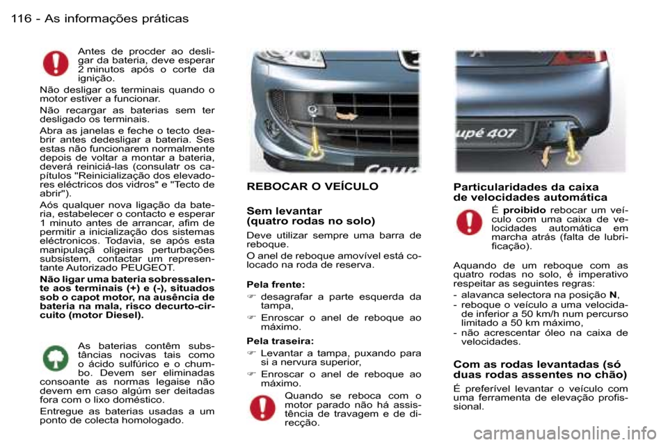 Peugeot 407 C 06 Manual Do Proprietario In Portuguese 162 Pages Page 130 1 1 4 S U B S T I T U I R U M A E S
