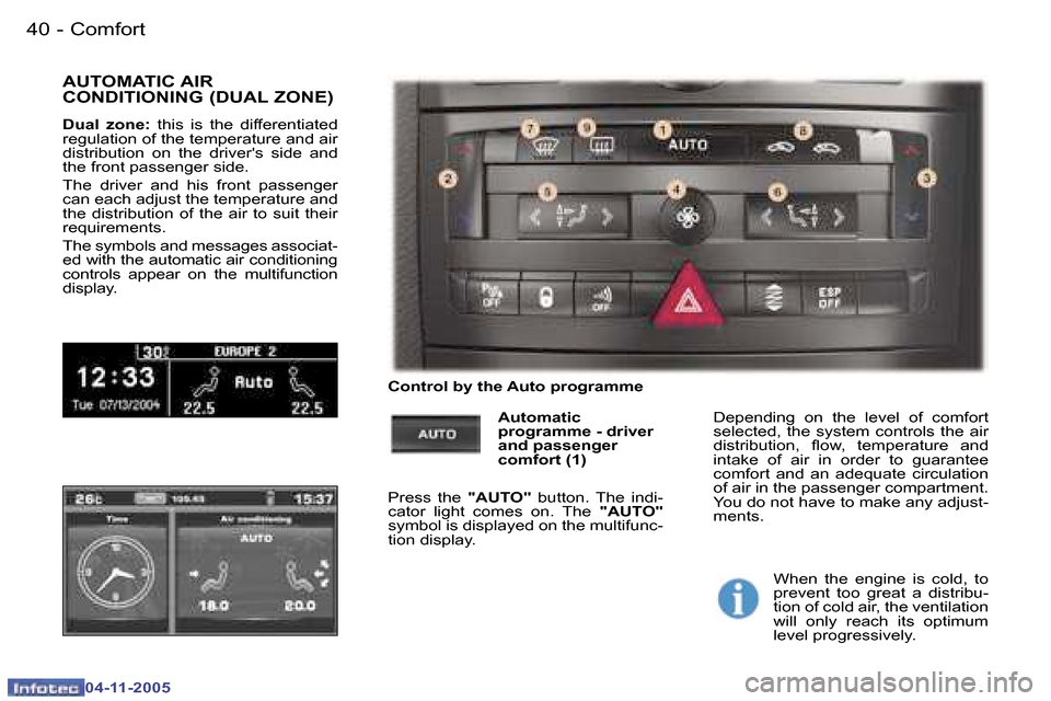 Peugeot 407 C Dag 2005.5 Owners Guide �4�0 �-
�0�4�-�1�1�-�2�0�0�5
�4�1
�-
�0�4�-�1�1�-�2�0�0�5
�A�U�T�O�M�A�T�I�C� �A�I�R�  
�C�O�N�D�I�T�I�O�N�I�N�G� �(�D�U�A�L� �Z�O�N�E�)
�D�u�a�l�  �z�o�n�e�:
�  �t�h�i�s�  �i�s�  �t�h�e�  �d�i�f�f�e�