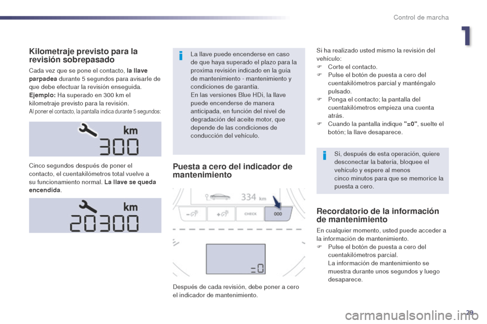Peugeot 508 Hybrid 2014 Manual del propietario (in Spanish) 29
Kilometraje previsto para la
revisión sobrepasado
Cada vez que se pone el contacto, la llave
parpadea durante 5
segundos para avisarle de
que debe efectuar la revisión enseguida.
Ejemplo: H Peugeot 508 Hybrid 2014 Manual del propietario (in Spanish) 29
Kilometraje previsto para la
revisión sobrepasado
Cada vez que se pone el contacto, la llave
parpadea durante 5
segundos para avisarle de
que debe efectuar la revisión enseguida.
Ejemplo: H