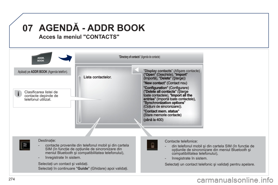 Peugeot 508 Hybrid 2011 Manualul de utilizare (in Romanian)
274
07 AGENDĂ - ADDR BOOK
Acces la meniul "CONTACTS"
""""""""yyyyyDirectory of contactsDirectory of contactsDirectory of contactsDirectory of contactsDirectory of contactsDirectory of contactsD Peugeot 508 Hybrid 2011 Manualul de utilizare (in Romanian)
274
07 AGENDĂ - ADDR BOOK
Acces la meniul "CONTACTS"
""""""""yyyyyDirectory of contactsDirectory of contactsDirectory of contactsDirectory of contactsDirectory of contactsDirectory of contactsD