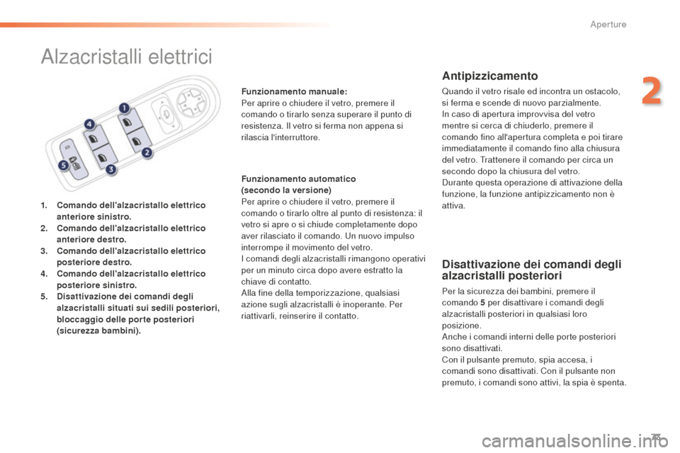 Peugeot 508 RXH 2016 Manuale del proprietario (in Italian) 73
508_it_Chap02_ouvertures_ed01-2016
Alzacristalli elettrici
1. Comando dellalzacristallo elettrico
anteriore sinistro.
2.
Co
mando dellalzacristallo elettrico
anteriore destro.
3.
Co
mando d Peugeot 508 RXH 2016 Manuale del proprietario (in Italian) 73
508_it_Chap02_ouvertures_ed01-2016
Alzacristalli elettrici
1. Comando dellalzacristallo elettrico
anteriore sinistro.
2.
Co
mando dellalzacristallo elettrico
anteriore destro.
3.
Co
mando d