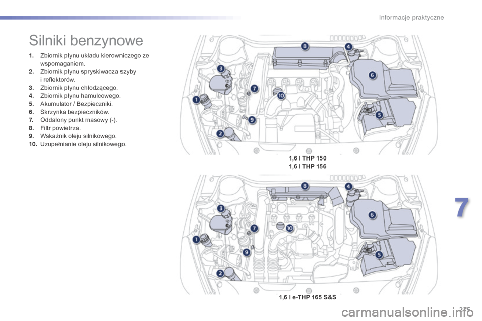 Peugeot 508 RXH 2016 Instrukcja Obsługi (in Polish) 215
508_pl_Chap07_info-pratiques_ed01-2016
1. Zbiornik płynu układu kierowniczego ze wspomaganiem.
2.
Z
biornik płynu spryskiwacza szyby
i
reflektorów.
3.
Z
biornik płynu chłodzącego.
4. Peugeot 508 RXH 2016 Instrukcja Obsługi (in Polish) 215
508_pl_Chap07_info-pratiques_ed01-2016
1. Zbiornik płynu układu kierowniczego ze wspomaganiem.
2.
Z
biornik płynu spryskiwacza szyby
i
reflektorów.
3.
Z
biornik płynu chłodzącego.
4.