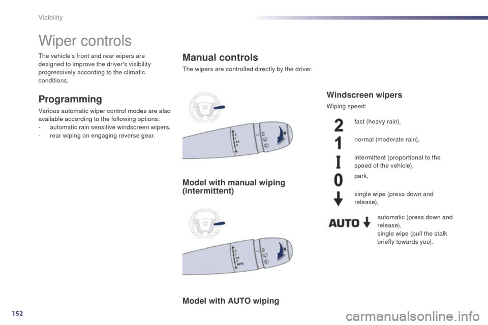 Peugeot 508 RXH 2014 Owners Manual 152
508RXH_en_Chap05_visibilite_ed01-2014
Wiper controls
Programming
Various automatic wiper control modes are also
available according to the following options:
-
a
utomatic rain sensitive windscre Peugeot 508 RXH 2014 Owners Manual 152
508RXH_en_Chap05_visibilite_ed01-2014
Wiper controls
Programming
Various automatic wiper control modes are also
available according to the following options:
-
a
utomatic rain sensitive windscre