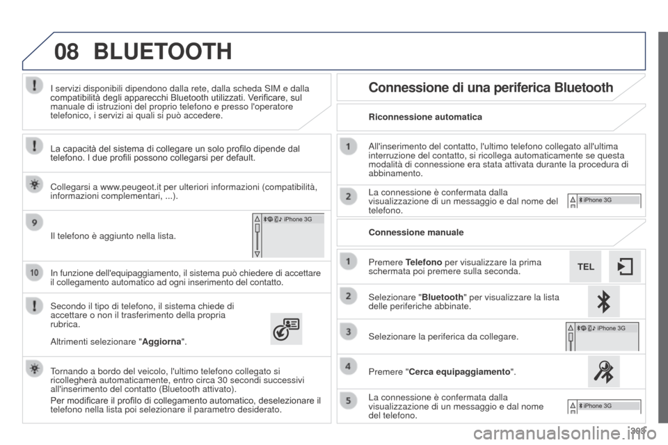 Peugeot 508 RXH 2014 Manuale del proprietario (in Italian) 303
08
508RXH_it_Chap11c_SMEGplus-i_ed01-2014
In funzione dellequipaggiamento, il sistema può chiedere di accettar\
e
il collegamento automatico ad ogni inserimento del contatto.
Secondo il tipo di Peugeot 508 RXH 2014 Manuale del proprietario (in Italian) 303
08
508RXH_it_Chap11c_SMEGplus-i_ed01-2014
In funzione dellequipaggiamento, il sistema può chiedere di accettar\
e
il collegamento automatico ad ogni inserimento del contatto.
Secondo il tipo di