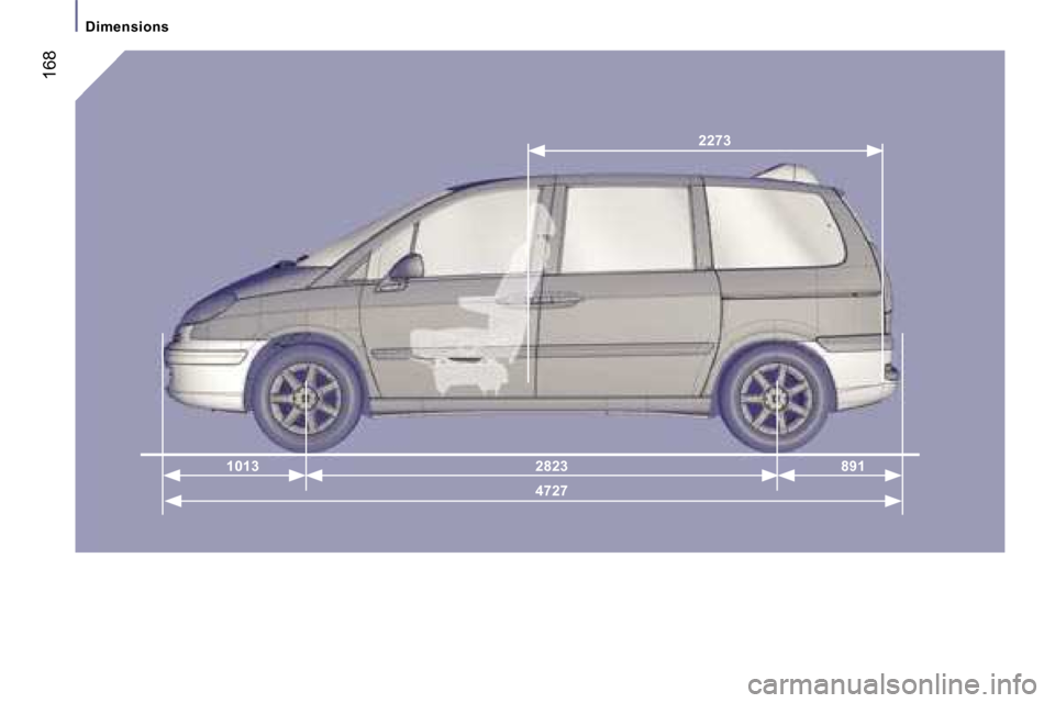 Peugeot 807 Dag 2007  Owners Manual �4�7�2�7
�2�8�2�3
�1�0�1�3 �8�9�1
�2�2�7�3
�D�i�m�e�n�s�i�o�n�s
�1�6�8  