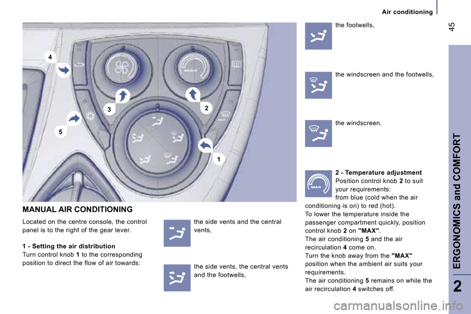 Peugeot 807 Dag 2007 Service Manual �5
�3�2
�4
�1�A�i�r� �c�o�n�d�i�t�i�o�n�i�n�g
�t�h�e� �s�i�d�e� �v�e�n�t�s� �a�n�d� �t�h�e� �c�e�n�t�r�a�l�  
�v�e�n�t�s�,
�M�A�N�U�A�L� �A�I�R� �C�O�N�D�I�T�I�O�N�I�N�G 
�L�o�c�a�t�e�d� �o�n� �t�h�e�