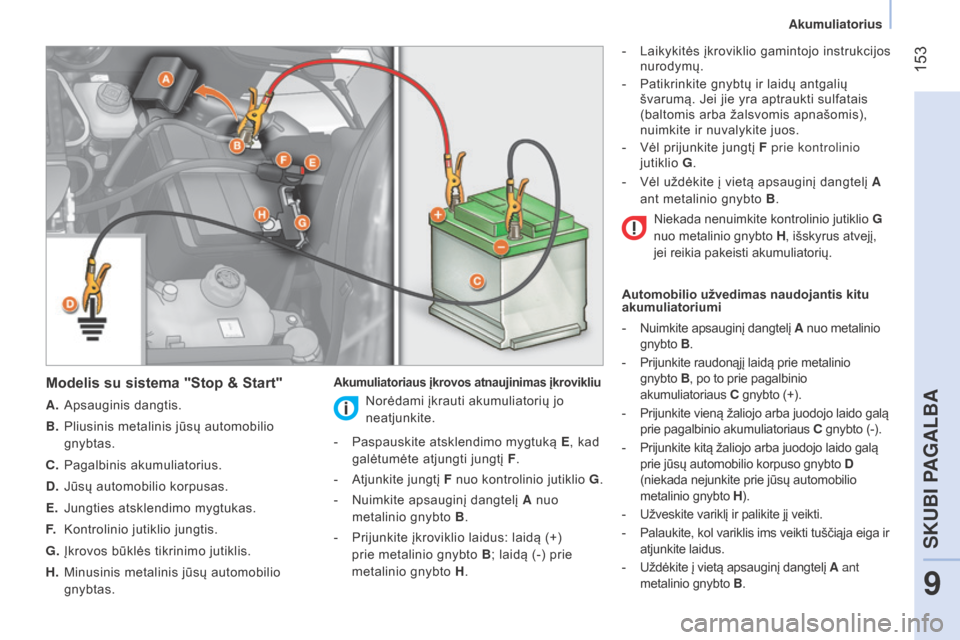 Peugeot Bipper 2015 Savininko vadovas (in Lithuanian) 153
Bipper_lt_Chap09_aide-rapide_ed02-2014
Modelis su sistema "Stop & Start"
A. apsauginis dangtis.
B.
Pliusinis metalinis jūsų automobilio
gnybtas.
C.
Pagalbinis akumuliatorius.
D.
Jūs Peugeot Bipper 2015 Savininko vadovas (in Lithuanian) 153
Bipper_lt_Chap09_aide-rapide_ed02-2014
Modelis su sistema "Stop & Start"
A. apsauginis dangtis.
B.
Pliusinis metalinis jūsų automobilio
gnybtas.
C.
Pagalbinis akumuliatorius.
D.
Jūs