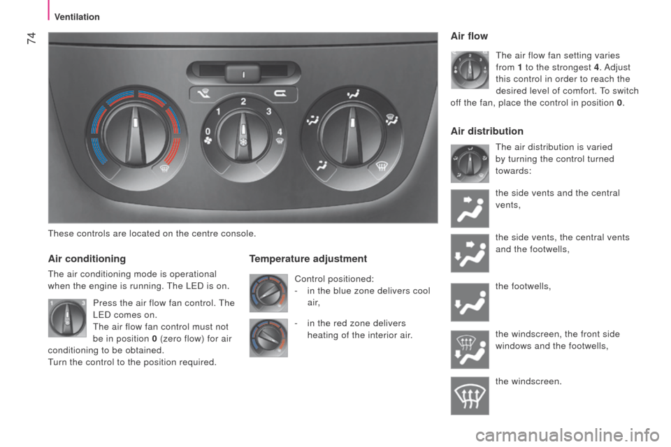 Peugeot Bipper 2014.5 - RHD (UK, Australia) Manual PDF 74
Bipper_en_Chap04_ergonomie_ed02-2014
these controls are located on the centre console.
Air conditioning
the air conditioning mode is operational
when the engine is running.
t
he le D is on.
Te Peugeot Bipper 2014.5 - RHD (UK, Australia) Manual PDF 74
Bipper_en_Chap04_ergonomie_ed02-2014
these controls are located on the centre console.
Air conditioning
the air conditioning mode is operational
when the engine is running.
t
he le D is on.
Te