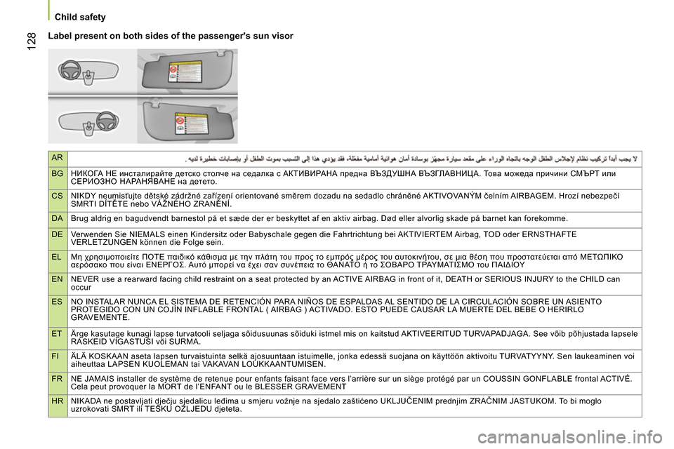 Peugeot Bipper 2014 Owners Manual AR
BGНИКОГА НЕ инсталирайте детско столче на седалка с АКТИВИРАНА предна ВЪЗДУШНА ВЪЗГЛАВНИЦА. То в а можеда пр Peugeot Bipper 2014 Owners Manual AR
BGНИКОГА НЕ инсталирайте детско столче на седалка с АКТИВИРАНА предна ВЪЗДУШНА ВЪЗГЛАВНИЦА. То в а можеда пр