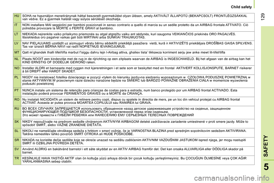 Peugeot Bipper 2014 Owners Manual HU SOHA ne használjon menetiránynak háttal beszerelt gyermekülést olyan ülésen, amely AKTIVÁLT ÁLLAPOTÚ (BEKAPCSOLT) FRONTLÉGZSÁKKAL
van védve. Ez a gyermek halálát vagy súlyos sérü Peugeot Bipper 2014 Owners Manual HU SOHA ne használjon menetiránynak háttal beszerelt gyermekülést olyan ülésen, amely AKTIVÁLT ÁLLAPOTÚ (BEKAPCSOLT) FRONTLÉGZSÁKKAL
van védve. Ez a gyermek halálát vagy súlyos sérü
