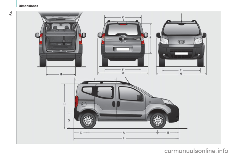 Peugeot Bipper 2014  Manual del propietario (in Spanish)  64
 
 
 
Dimensiones  
  