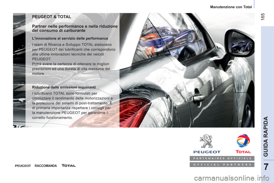 Peugeot Bipper 2014 Manuale del proprietario (in Italian) 165
7
GUIDA RAPIDA
Manutenzione con Total
PEUGEOT & TOTAL
Partner nelle performance e nella riduzione
del consumo di carburante
Linnovazione al servizio delle performance
I Peugeot Bipper 2014 Manuale del proprietario (in Italian) 165
7
GUIDA RAPIDA
Manutenzione con Total
PEUGEOT & TOTAL
Partner nelle performance e nella riduzione
del consumo di carburante
Linnovazione al servizio delle performance
I