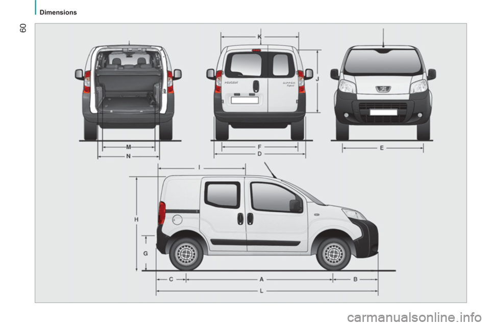 Peugeot Bipper 2011   - RHD (UK, Australia) Repair Manual 60
   
 Dimensions 
 
  