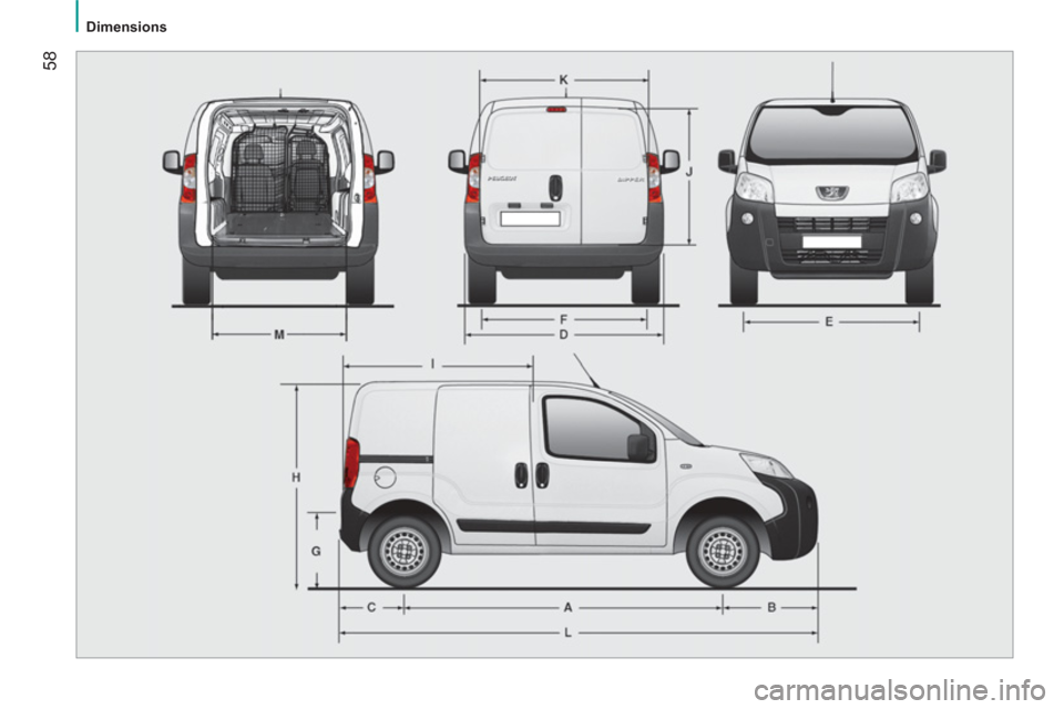 Peugeot Bipper 2011  Manuel du propriétaire (in French) 58
   
 
Dimensions  
  