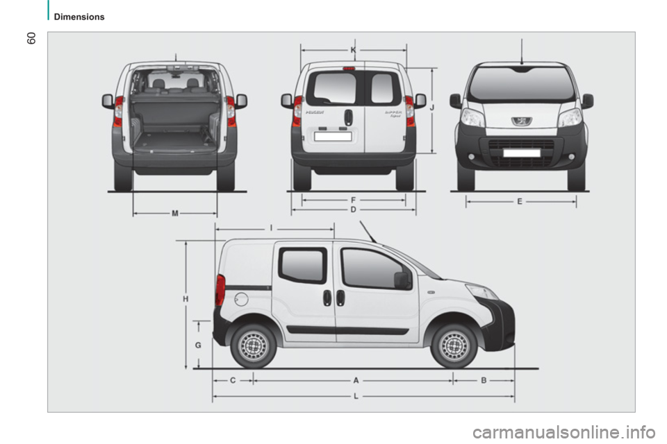 Peugeot Bipper 2011  Manuel du propriétaire (in French) 60
   
 
Dimensions  
  