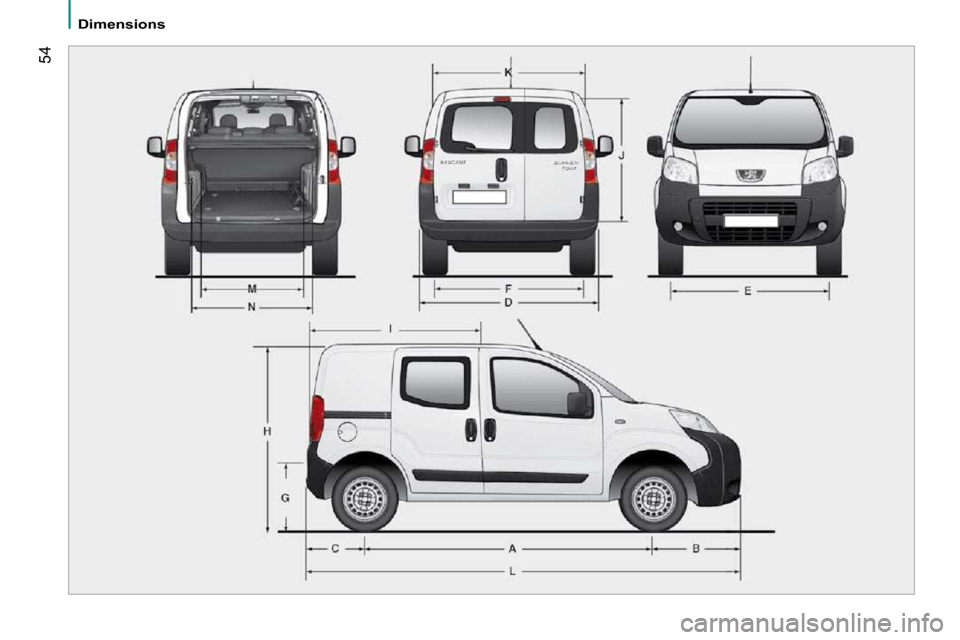 Peugeot Bipper 2009  Owners Manual 54
   Dimensions     