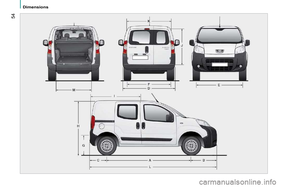 Peugeot Bipper Dag 2009  Owners Manual 54
   Dimensions     