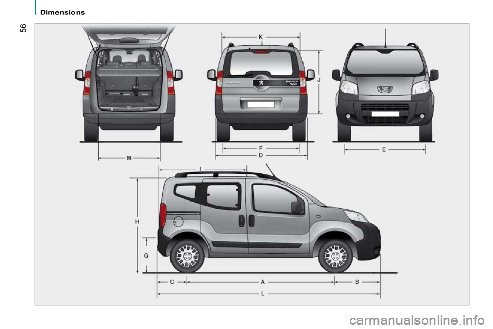 Peugeot Bipper Dag 2009  Owners Manual 56
   Dimensions     