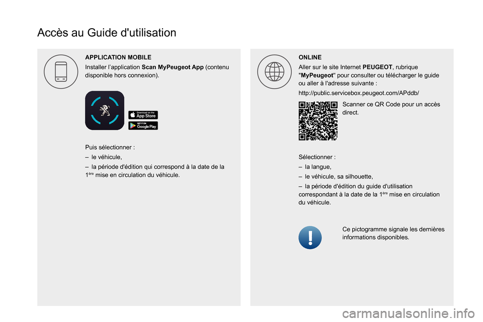 Peugeot Boxer 2020  Manuel du propriétaire (in French)  
  
 
 
 
 
 
 
   
Accès au Guide dutilisation
APPLICA
Installer l