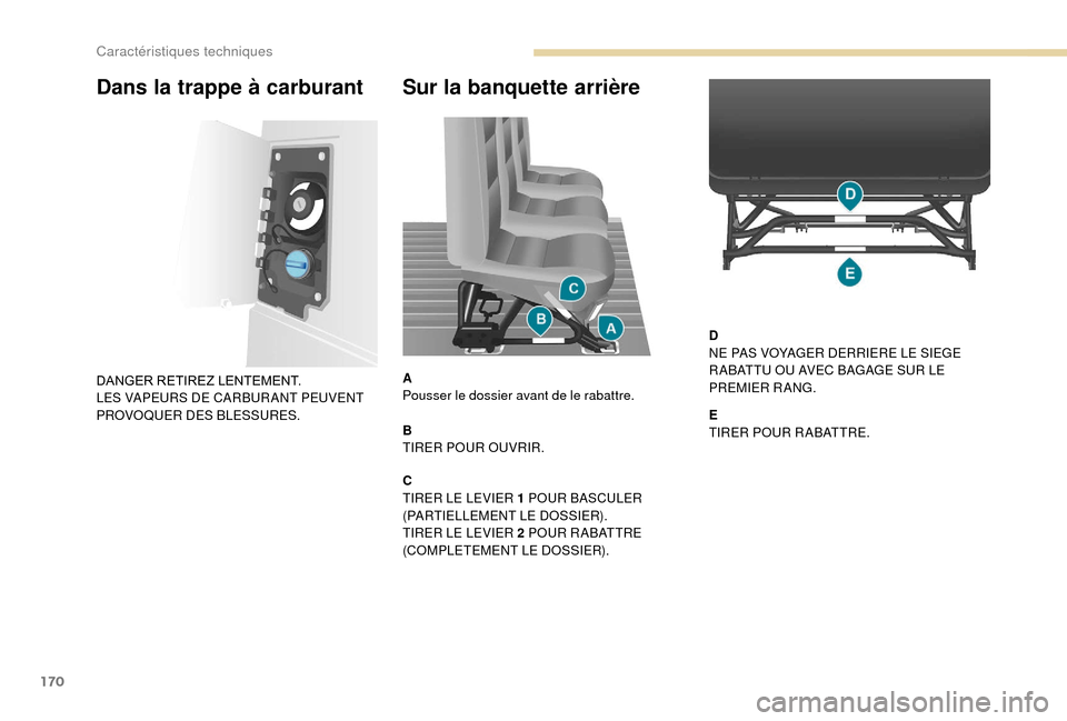 Peugeot Boxer 2018 Manuel du propriétaire (in French) 170
Sur la banquette arrière
A
Pousser le dossier avant de le rabattre.
B
TIRER POUR OUVRIR.
C
TIRER LE LEVIER 1 POUR BASCULER
(PARTIELLEMENT LE DOSSIER).
TIRER LE LEVIER 2 POUR R ABATTRE
(COMPLETE Peugeot Boxer 2018 Manuel du propriétaire (in French) 170
Sur la banquette arrière
A
Pousser le dossier avant de le rabattre.
B
TIRER POUR OUVRIR.
C
TIRER LE LEVIER 1 POUR BASCULER
(PARTIELLEMENT LE DOSSIER).
TIRER LE LEVIER 2 POUR R ABATTRE
(COMPLETE