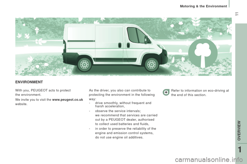 Peugeot Boxer 2016 User Guide 11
boxer_en_Chap01_Vue-ensemble_ed01-2015
EnVIronMEnt
With you, PeugeOt acts to protect
the environment.
We invite you to visit the www.peugeot.co.uk
website.
As the driver, you also can contrib Peugeot Boxer 2016 User Guide 11
boxer_en_Chap01_Vue-ensemble_ed01-2015
EnVIronMEnt
With you, PeugeOt acts to protect
the environment.
We invite you to visit the www.peugeot.co.uk
website.
As the driver, you also can contrib