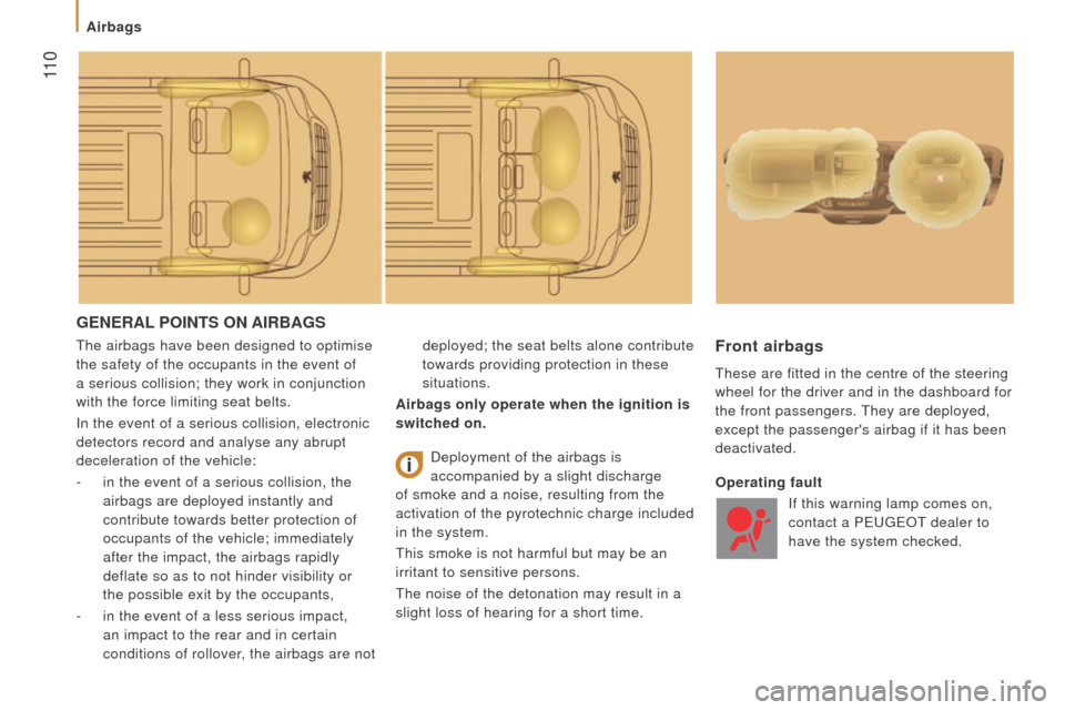 Peugeot Boxer 2016  Owners Manual - RHD (UK, Australia)  11 0
GEnErAL PoIntS on AIrBAGS
the airbags have been designed to optimise 
the safety of the occupants in the event of 
a serious collision; they work in conjunction
 
with the force limiting seat be