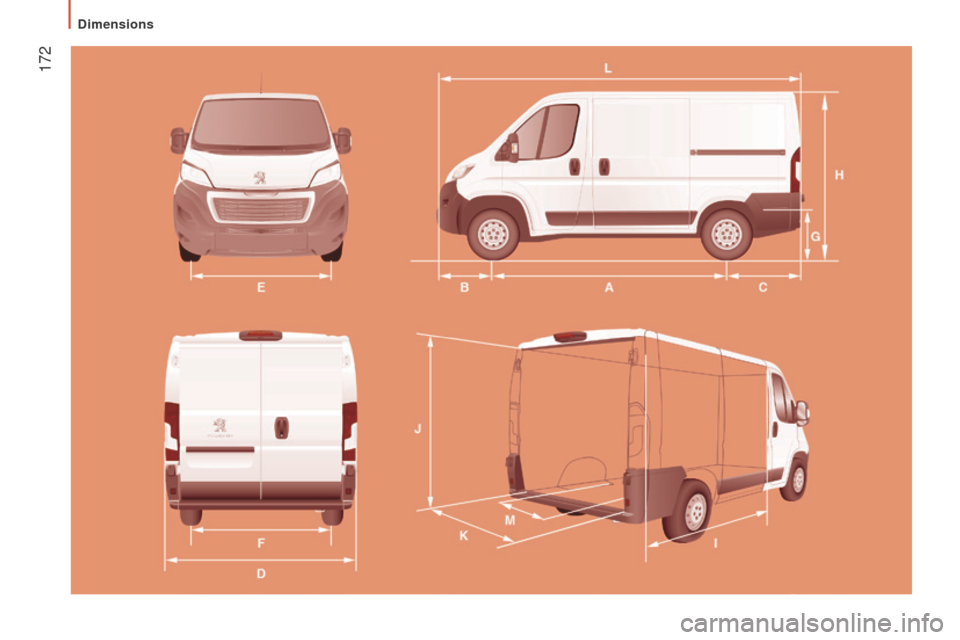 Peugeot Boxer 2016  Owners Manual - RHD (UK, Australia)  172 
Dimensions  