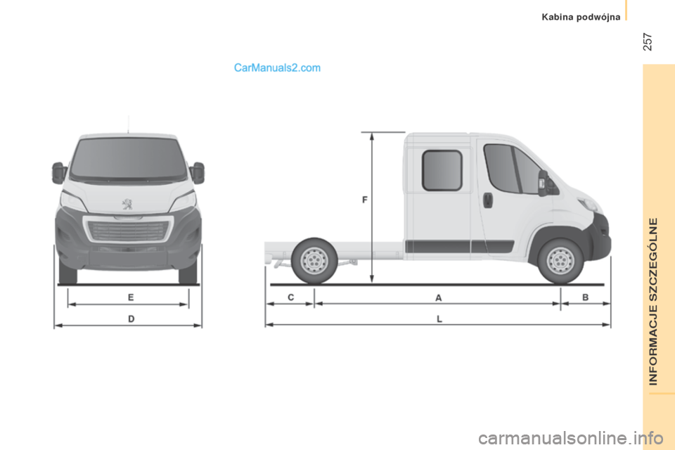 Peugeot Boxer 2016  Instrukcja Obsługi (in Polish)  257
boxer_pl_Chap11_Particularites_ed01-2015 
INFORMACJE SZCZEG\323LNE
Kabina podw\363jna   
