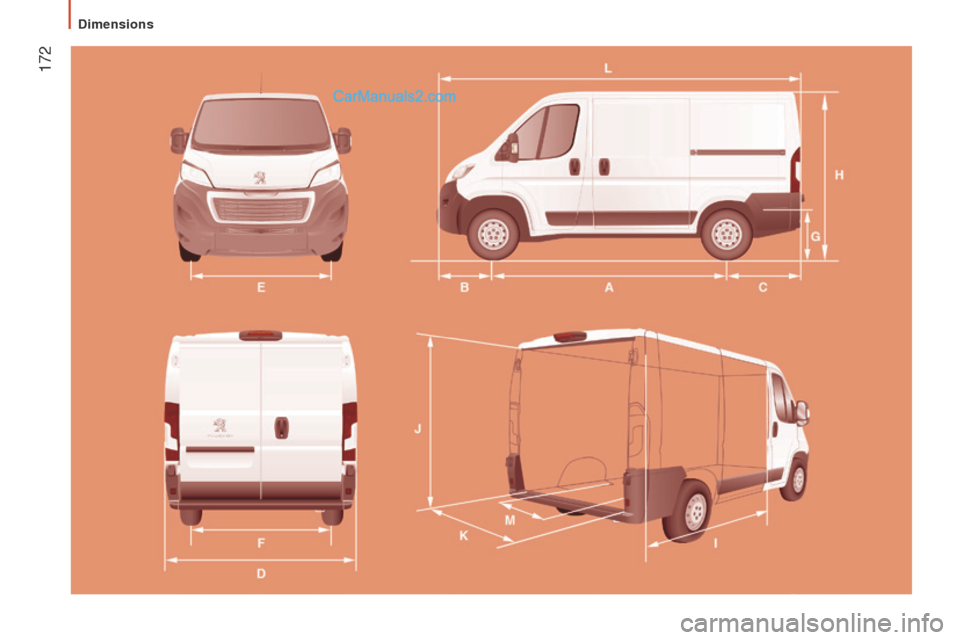 Peugeot Boxer 2015.5 Owners Manual - RHD (UK, Australia) 172
Dimensions Peugeot Boxer 2015.5 Owners Manual - RHD (UK, Australia) 172
Dimensions