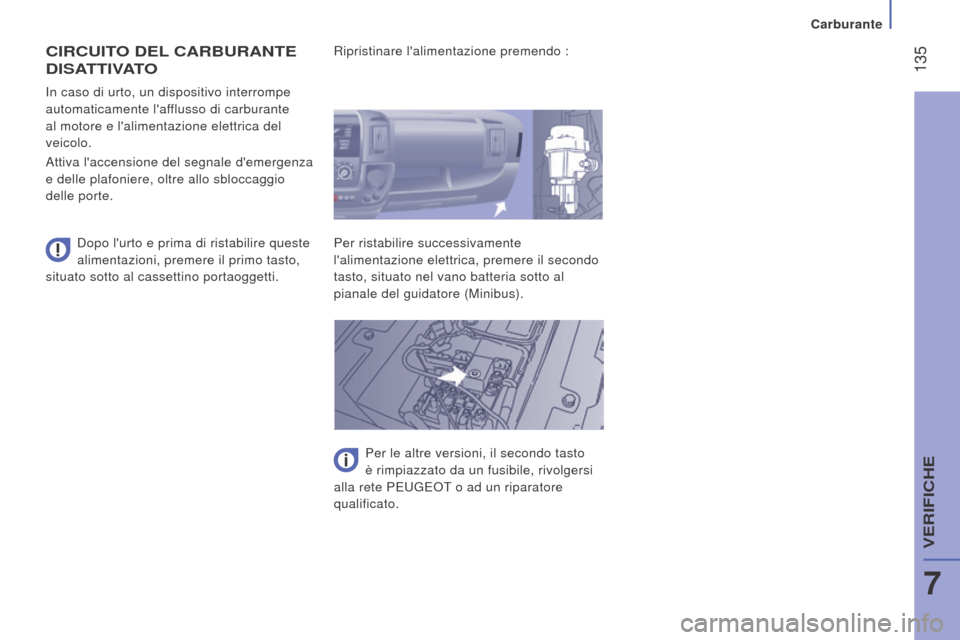 Peugeot Boxer 2015.5 Manuale del proprietario (in Italian) 135
boxer_it_Chap07_Verifications_ed01-2015
CIrCuIto deL CA r B ur A nte
d ISA
tt
IVA
t
o
Dopo lurto e prima di ristabilire queste
alimentazioni, premere il primo tasto,
situato sotto al casset Peugeot Boxer 2015.5 Manuale del proprietario (in Italian) 135
boxer_it_Chap07_Verifications_ed01-2015
CIrCuIto deL CA r B ur A nte
d ISA
tt
IVA
t
o
Dopo lurto e prima di ristabilire queste
alimentazioni, premere il primo tasto,
situato sotto al casset