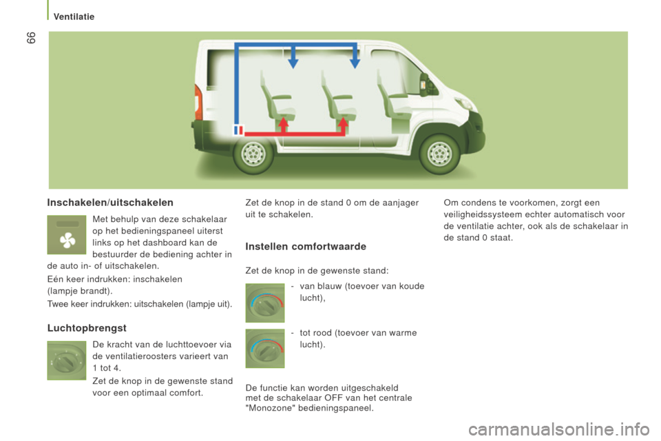 Peugeot Boxer 2015.5  Handleiding (in Dutch)  66
boxer_nl_Chap03_Ergo-et-confort_ed01-2015
Inschakelen/uitschakelen
Met behulp van deze schakelaar 
op het bedieningspaneel uiterst 
links op het dashboard kan de 
bestuurder de bediening achter in