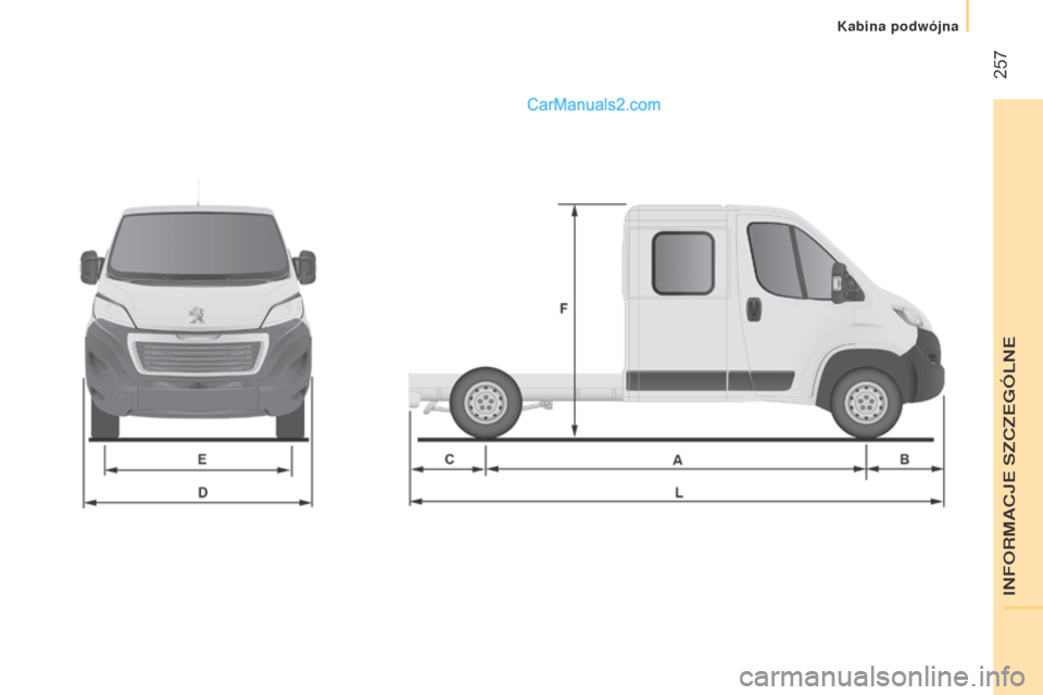 Peugeot Boxer 2015.5  Instrukcja Obsługi (in Polish)  257
boxer_pl_Chap11_Particularites_ed01-2015 
INFORMACJE SZCZEG\323LNE
Kabina podw\363jna   