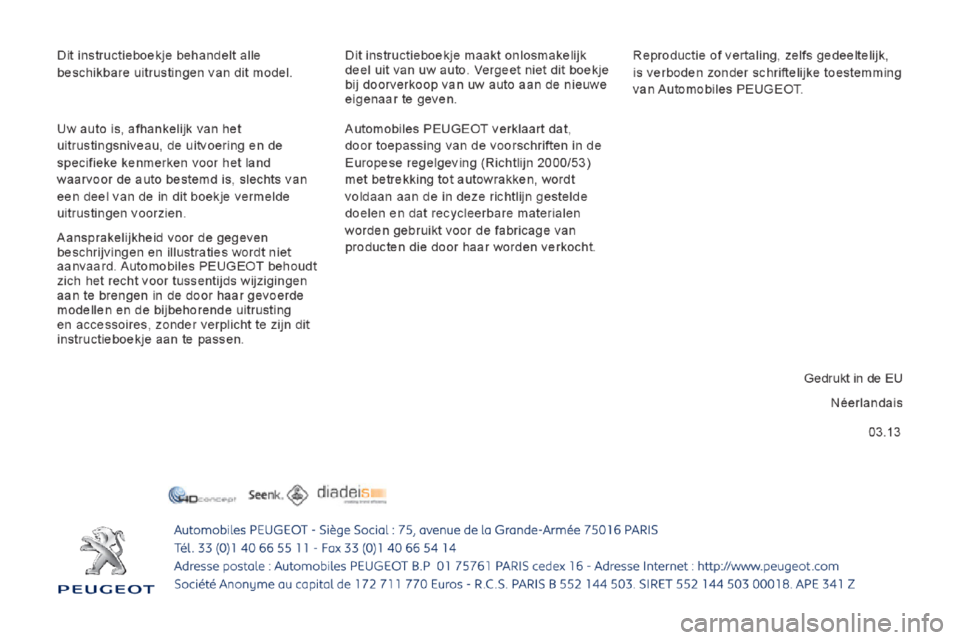 Peugeot Boxer 2014 Handleiding (in Dutch) Peugeot Boxer 2014 Handleiding (in Dutch)