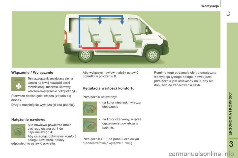 Peugeot Boxer 2014 Instrukcja Obsługi (in Polish) Wentylacja
65
3
ERGONOMIA I KOMFORT
Włączenie / Wyłączenie
Ten przełącznik znajdujący się na
panelu na lewej krawędzi deski
rozdzielczej umożliwia kierowcy
włączenie/wyłącz Peugeot Boxer 2014 Instrukcja Obsługi (in Polish) Wentylacja
65
3
ERGONOMIA I KOMFORT
Włączenie / Wyłączenie
Ten przełącznik znajdujący się na
panelu na lewej krawędzi deski
rozdzielczej umożliwia kierowcy
włączenie/wyłącz