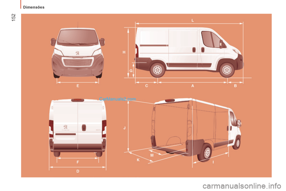 Peugeot Boxer 2014  Manual do proprietário (in Portuguese)  152
   Dimensões     