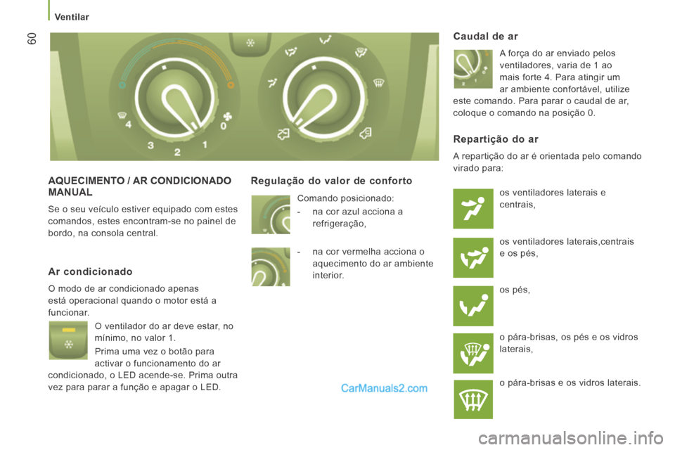 Peugeot Boxer 2014 Manual do proprietário (in Portuguese) Ventilar
60
AQUECIMENTO / AR CONDICIONADO MANUAL
Se o seu veículo estiver equipado com estes
comandos, estes encontram-se no painel de
bordo, na consola central.
Regulação do valor de Peugeot Boxer 2014 Manual do proprietário (in Portuguese) Ventilar
60
AQUECIMENTO / AR CONDICIONADO MANUAL
Se o seu veículo estiver equipado com estes
comandos, estes encontram-se no painel de
bordo, na consola central.
Regulação do valor de