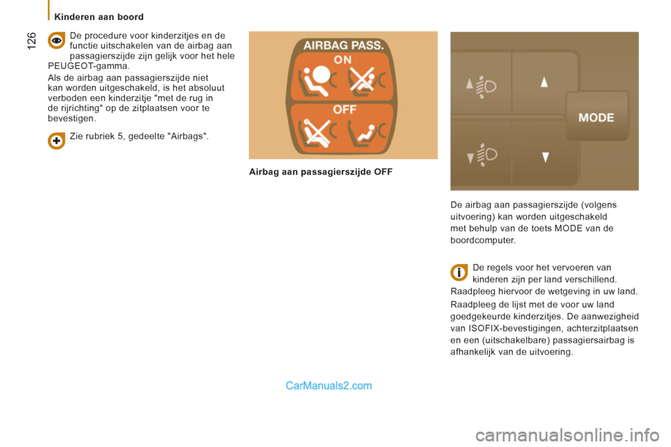 Peugeot Boxer 2013 Handleiding (in Dutch) 12
6
Kinderen aan boord
Zie rubriek 5, gedeelte "Airbags".
De procedure voor kinderzitjes en de
functie uitschakelen van de airbag aan
passagierszijde zijn gelijk voor het hele
Peugeot Boxer 2013 Handleiding (in Dutch) 12
6
Kinderen aan boord
Zie rubriek 5, gedeelte "Airbags".
De procedure voor kinderzitjes en de
functie uitschakelen van de airbag aan
passagierszijde zijn gelijk voor het hele