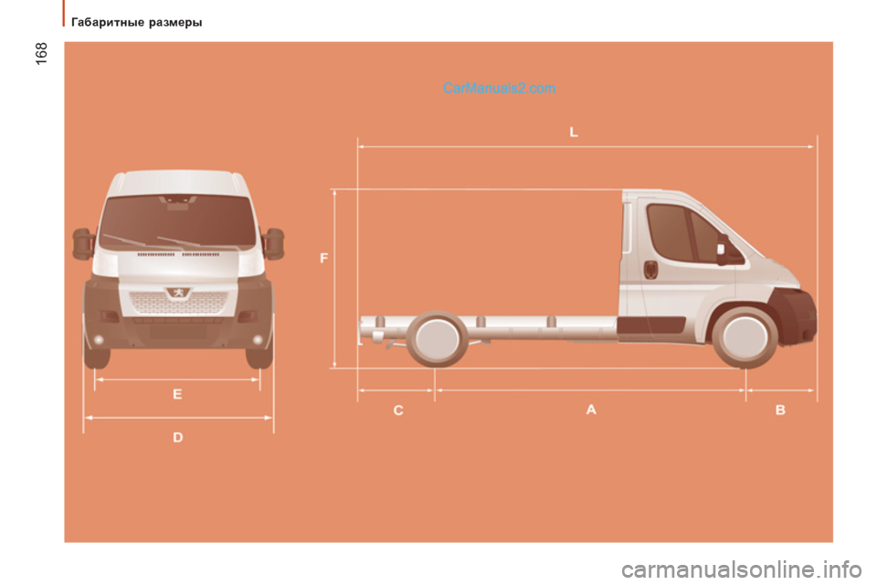 Peugeot Boxer 2013  Инструкция по эксплуатации (in Russian) 168
   
 
Габаритные размеры  
   