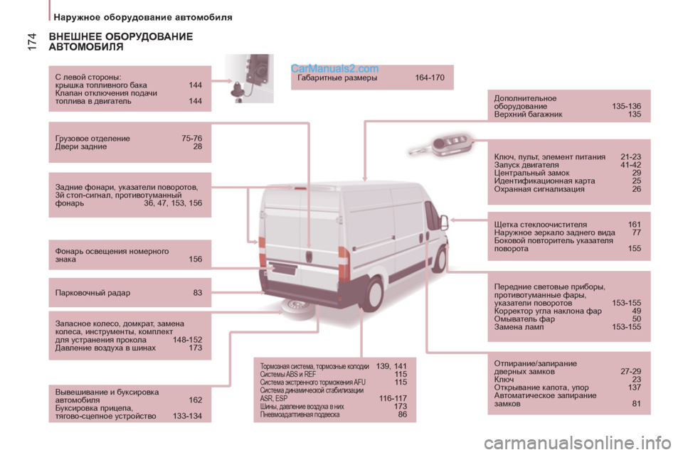 Peugeot Boxer 2013 Инструкция по эксплуатации (in Russian) 174
Наружное оборудование автомобиля
ВНЕШНЕЕ ОБОРУДОВАНИЕ
АВТОМОБИЛЯ
Задние фонари, указатели поворо Peugeot Boxer 2013 Инструкция по эксплуатации (in Russian) 174
Наружное оборудование автомобиля
ВНЕШНЕЕ ОБОРУДОВАНИЕ
АВТОМОБИЛЯ
Задние фонари, указатели поворо