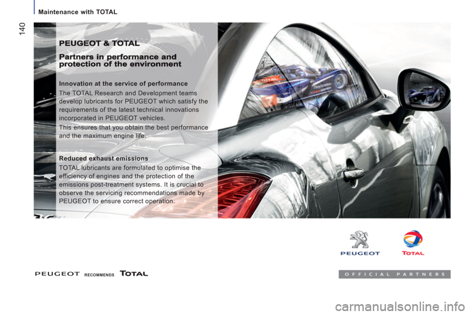 Peugeot Boxer 2011.5 Owners Manual - RHD (UK, Australia)
Maintenance with TOTAL
14
0
Innovation at the service of performance
The TOTAL Research and Development teams
develop lubricants for PEUGEOT which satisfy the
requirements of the lates Peugeot Boxer 2011.5 Owners Manual - RHD (UK, Australia)
Maintenance with TOTAL
14
0
Innovation at the service of performance
The TOTAL Research and Development teams
develop lubricants for PEUGEOT which satisfy the
requirements of the lates